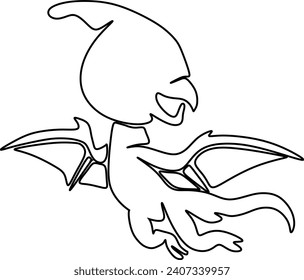 Abstract cartoon illustration. Sketch of a Flying dinosurs