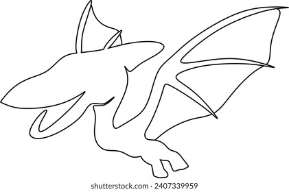 Abstract cartoon illustration. Sketch of a Flying dinosurs