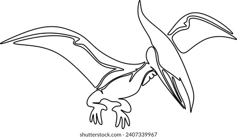 Abstract cartoon illustration. Sketch of a Flying dinosurs