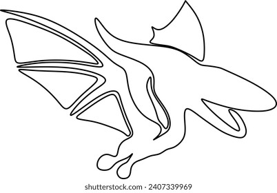 Abstract cartoon illustration. Sketch of a Flying dinosurs