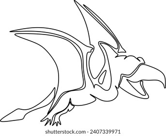 Abstract cartoon illustration. Sketch of a Flying dinosurs