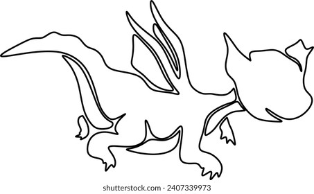 Abstract cartoon illustration. Sketch of a Flying dinosurs