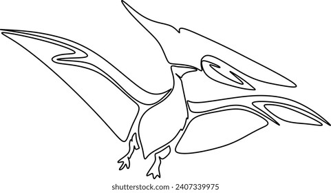 Abstract cartoon illustration. Sketch of a Flying dinosurs