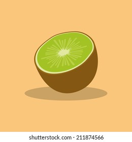 abstract cartoon kiwi on a light color background