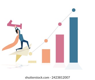 Abstract cartoon modelling 
 with business leader and successless concept and point to target chart diagram background