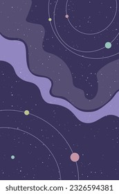 Abstract cartoon outer space background with stars.