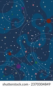 Abstract cartoon outer space background with stars.