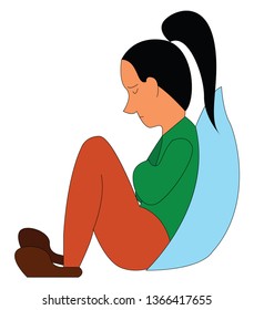 Abstract cartoon of a sad girl  vector illustration on white background