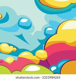 Abstract Cartoon Sci fi alien colors Background  vector design
