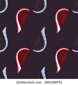 Dibujo abstracto sin fisuras con adorno de higuera dibujado a mano. Fondo morado oscuro. Diseñado para el diseño de tejidos, impresión textil, envoltura, cubierta. Ilustración vectorial.