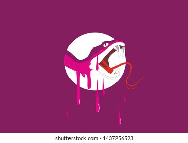 abstract cartoon snake with drops of paint