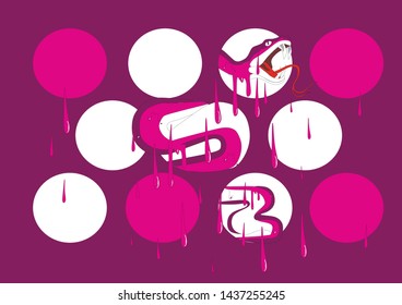 abstract cartoon snake with tricks of paint, snake background, pattern of zoo