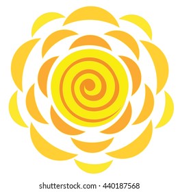Abstract cartoon spiral sun, rays of the arcs.