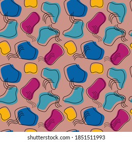 Abstract cartoon spots seamless vector pattern. Pattern is suitable for postcards, fabric, wrapping paper or posters.