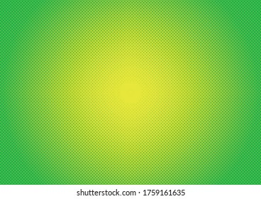 Abstract cartoon style halftone zoom pattern. Comic background. Dotted backdrop with circles, dots, point small scale. Design element for web banners, wallpapers, cards, posters, sites. Green color