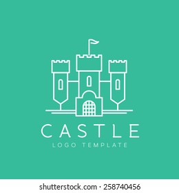 Abstract Castle Line Style or Outlined Vector Logo Template