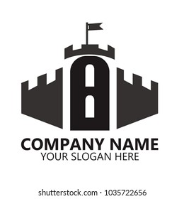 abstract castle logo design on white background, Abstract graphic icon, logo design template, symbol for company name