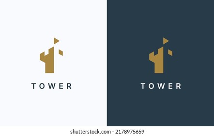 Abstract Castle Tower Logo. Usable for Business and Branding Logos. Flat Vector Logo Design Template Element.