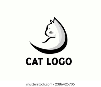 abstract cat back view logo design template illustration inspiration