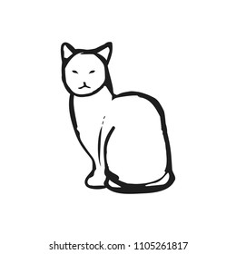 abstract cat of black lines on white background, vector illustration