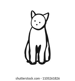 abstract cat of black lines on white background, vector illustration