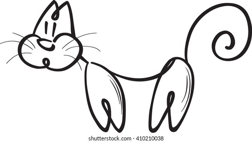 Abstract cat - contoured, simple vector, isolated on white