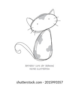 Abstract cat drawing isolated, vector illustration.
