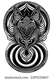 Abstract Cat Face Silhouette Logo