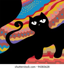 Abstract cat frame on colorful background