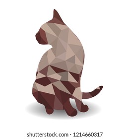 Abstract cat one, colorful polygonal vector icon, isolated on white background