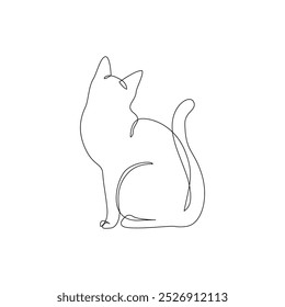 Desenho de esboço de gato abstrato. Uma linha de arte contínua de felino animal de estimação. Ilustração linear minimalista do vetor. Símbolo de forma de contorno de gato.