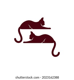 abstract cat pets logo icon flat vector concept graphic design
