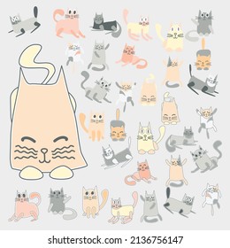 Resumen Color del Pastel de Doodle de Cat Pose