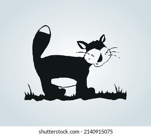 Gato abstracto con técnicas de sombreado para ilustración