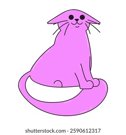 Abstract cat sticker. Minimal balloon element in trendy retro style. Cartoon isolated vector illustration