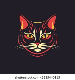 Abstract Cat Vector Art for Pet Shop Logo and Poster Decorations