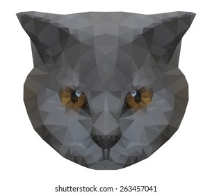 Abstract cat vector icon in polygonal triangle style