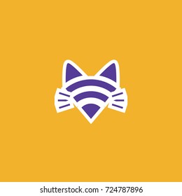 abstract cat wifi logo design