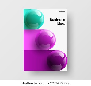 Abstract catalog cover A4 vector design template. Amazing 3D balls annual report illustration.