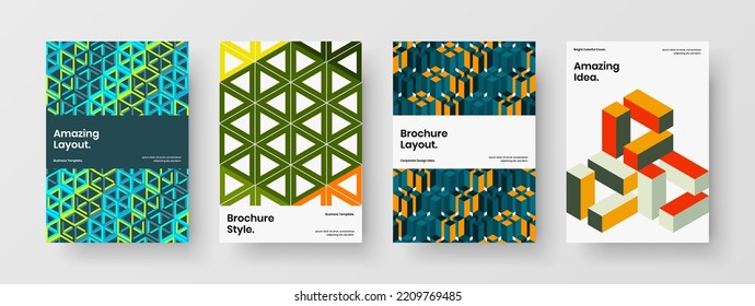 Abstract catalog cover design vector template composition. Clean geometric hexagons front page concept collection.