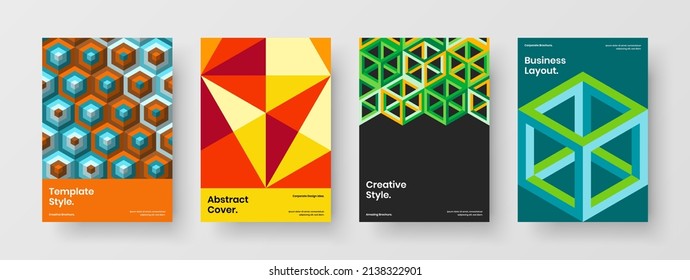 Abstract catalog cover vector design concept collection. Isolated mosaic shapes company identity layout set.