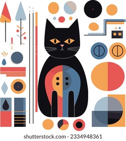 Abstract Cat's Geometric Decorative Poster