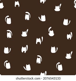 Abstract cats seamless vetor pattern. Cats doodle pattern