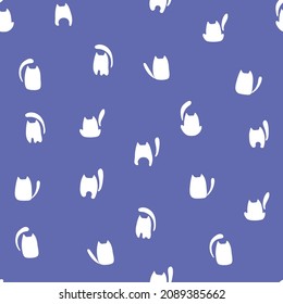 Abstract cats seamless vetor pattern. Cats doodle pattern. Very peri color