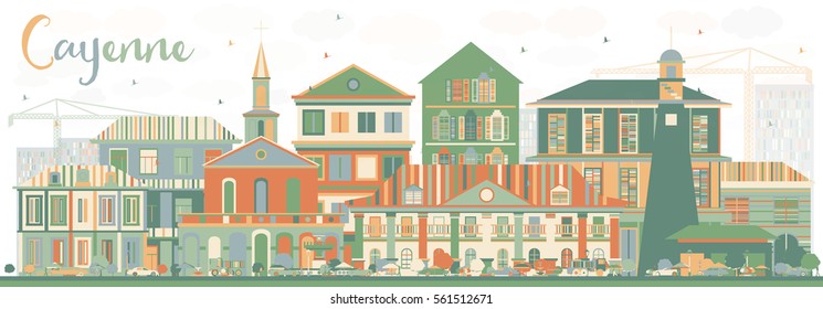 Abstract Cayenne Skyline with Color Buildings. Vector Illustration. Business Travel and Tourism Concept with Modern Architecture. Image for Presentation Banner Placard and Web Site.