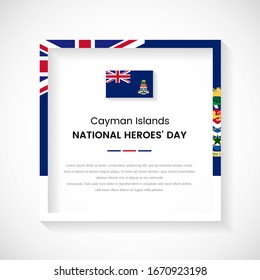 Abstract Cayman Islands flag square frame stock illustration. Classic country frame with text for National heroes day of Cayman Islands.