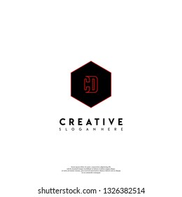 abstract CD logo letters design concept in shadow shape