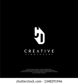 abstract CD logo letters in shadow shape design concept