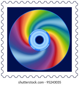 Abstract CD on postage stamp