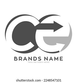 Abstract CE alphabet arrow vector logo